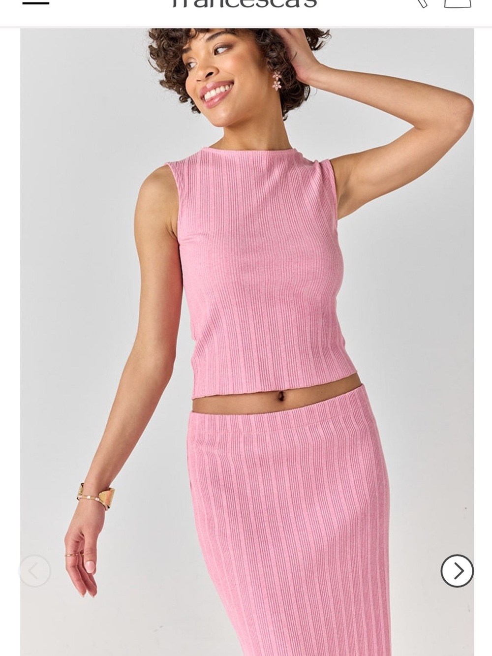 Francesca's Collections Pink Ribbed Knit Two-Piece Skirt Set SZ M